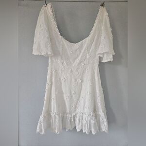 Showpo White Mini Dress with Floral Appliqué